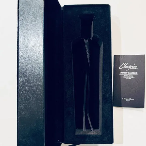Chopin Family Reserve Black Leather Decorative Box W Silver Embossed Signature